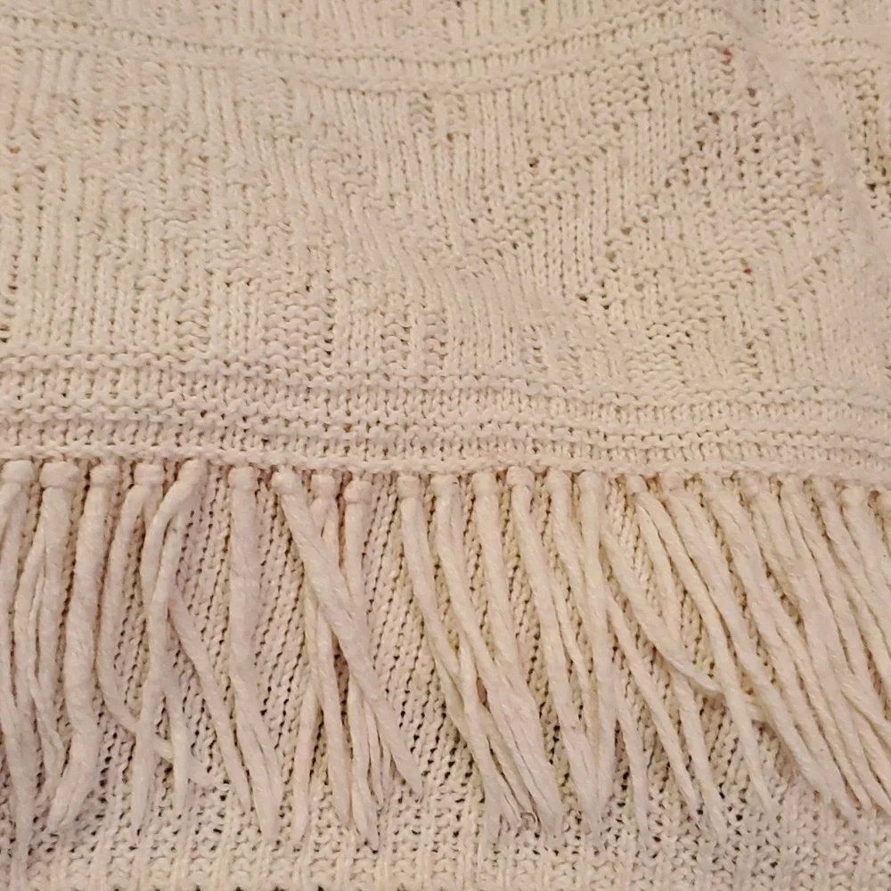 ANTHROPOLOGIE Moth Cotton Knit Fringe Trim Sweater